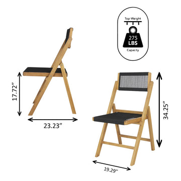Olivier Coastal Modern Wood Roped Folding Chair with Adjustable Back - JONATHAN Y